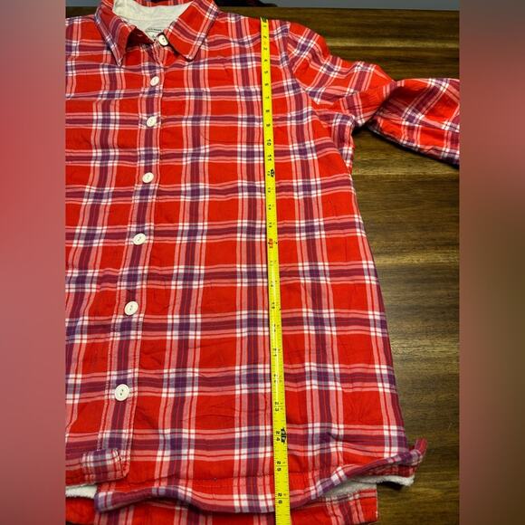 L.L. Bean Women's Fleece-Lined Flannel Shirt, Button-Front Plaid Red EUC - Picture 6 of 7